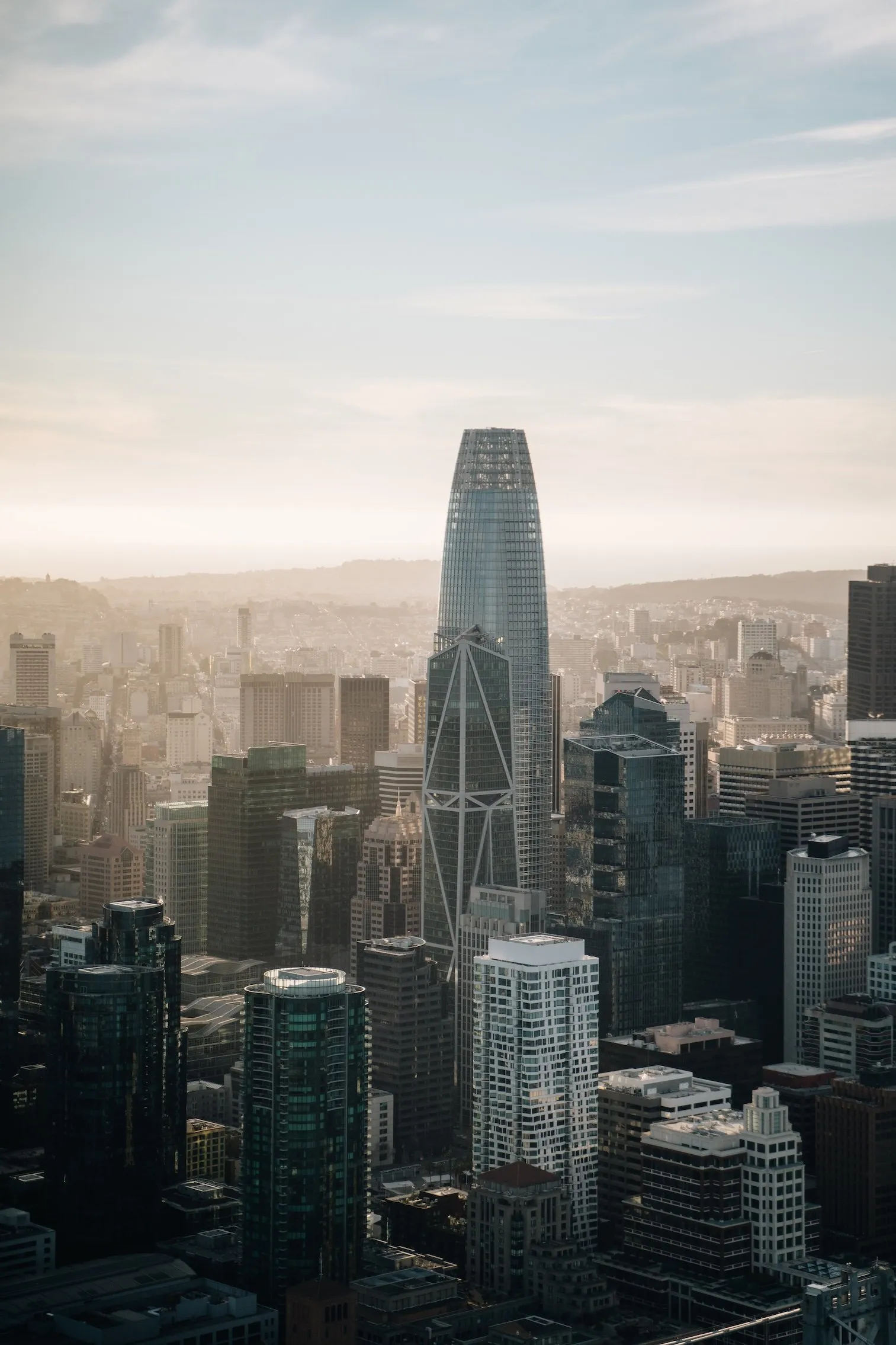 The San Francisco skyline at dusk